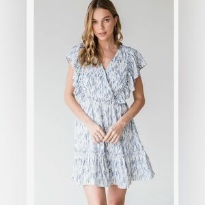 JODIFL Blue and White Ruffle Dress
